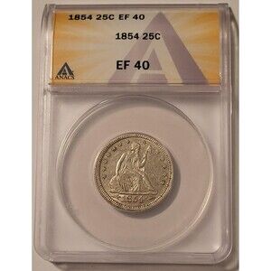 1854 Seated Liberty Quarter XF40 ANACS